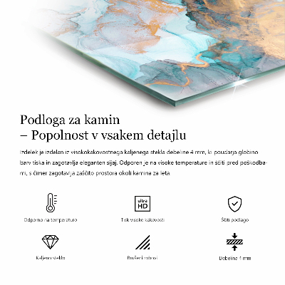 Glasskiva under kamin hexagonal Snyggt växtmotiv