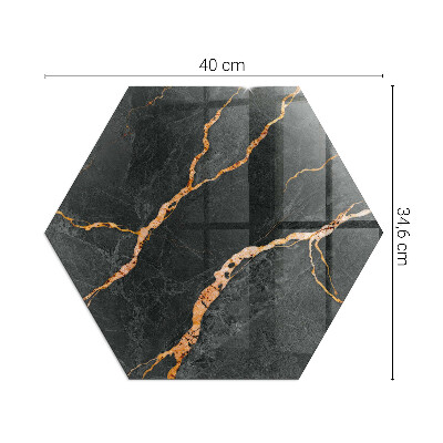Glasskiva framför öppen spis hexagonal Marmorstil med fina ådringar