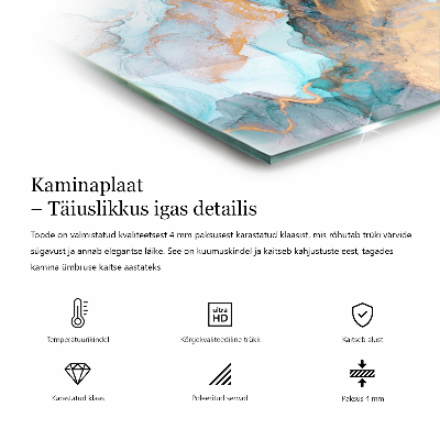 Glasskiva under kamin hexagonal Organiskt stenmotiv