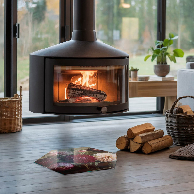 Glasskiva under braskamin hexagonal Blomsterdetaljer i full blom