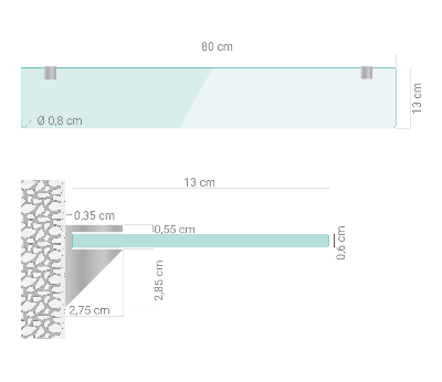 Glashylla för badrum transparent