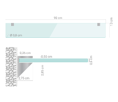 Glashylla för badrum transparent