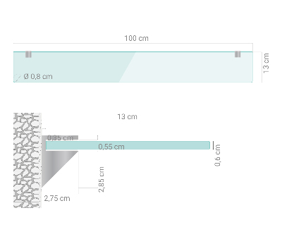 Glashylla för badrum transparent