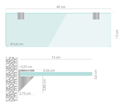 Glashylla för badrum transparent