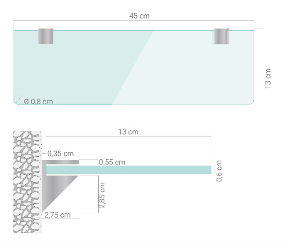 Glashylla för badrum transparent