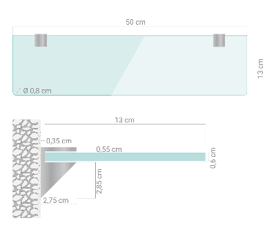 Glashylla för badrum transparent
