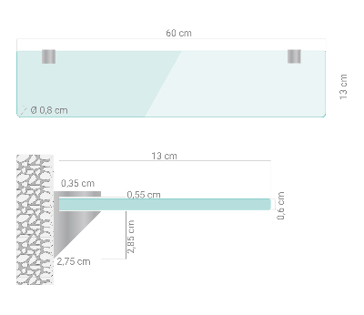 Glashylla för badrum transparent