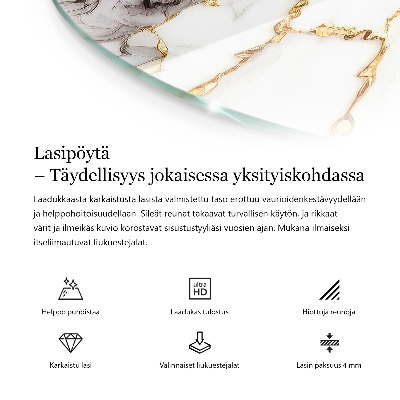 Rund bordsskiva Marmor grafisk komposition