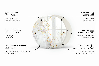 Rund bordsskiva Marmor grafisk komposition