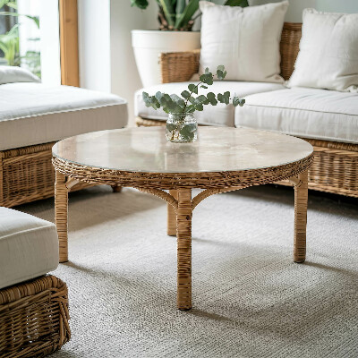 Rund bordsskiva Marmor grafisk komposition