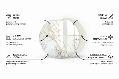 Rund bordsskiva Marmor grafisk komposition