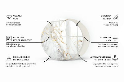 Rund bordsskiva Marmor grafisk komposition