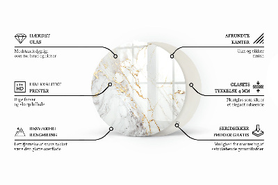 Rund bordsskiva Marmor grafisk komposition