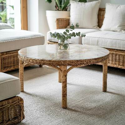 Rund soffbordsskiva Subtila marmorvener