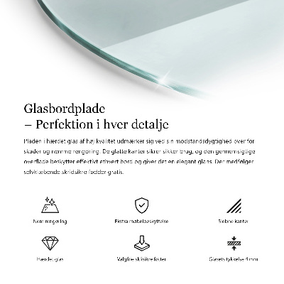 Rund bordsskiva transparent