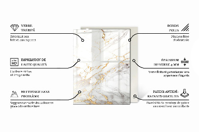 Rektangulär bord glasskiva Marmor grafisk komposition