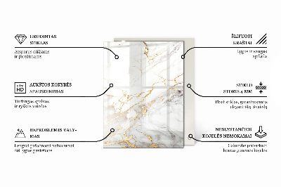 Rektangulär bord glasskiva Marmor grafisk komposition