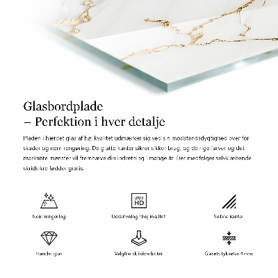 Rektangulär bord glasskiva Marmor grafisk komposition
