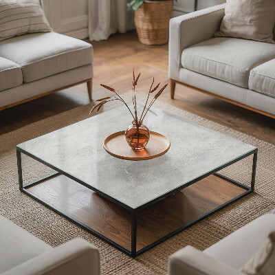 Rektangulär härdad glasskiva Repor på betongytan