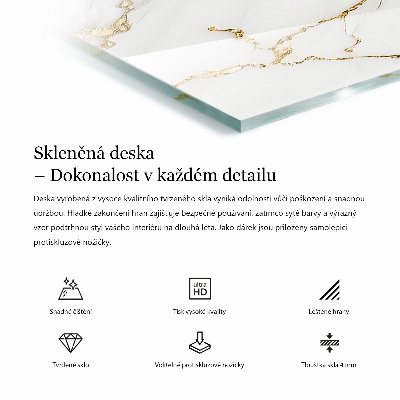 Rektangulär härdad glasskiva Subtila marmorvener