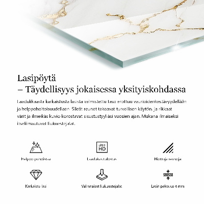 Rektangulär bord glasskiva Marmor med fina ådror