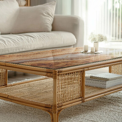 Rektangulär bord glasskiva Trä i harmoni med harts