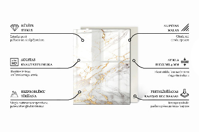 Rektangulär härdad glasskiva Marmorvener i design