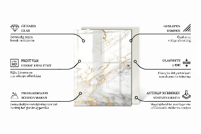 Rektangulär härdad glasskiva Marmorvener i design