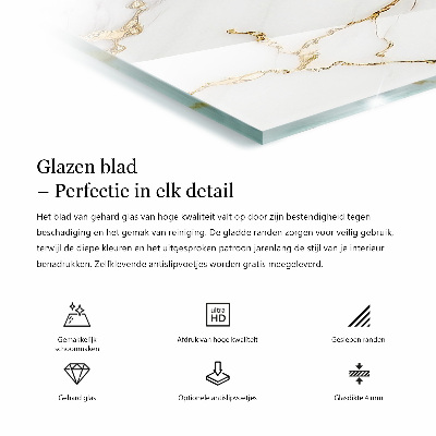 Rektangulär härdad glasskiva Marmorvener i design