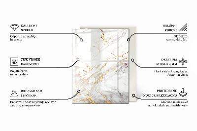 Rektangulär härdad glasskiva Marmorvener i design