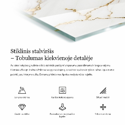 Rektangulär härdad glasskiva Stenstrukturmotiv