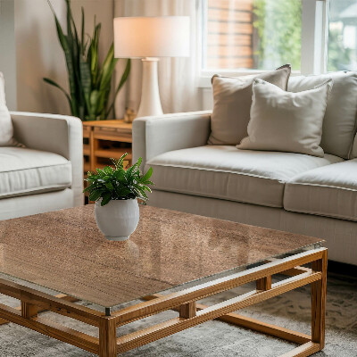 Rektangulär bord glasskiva Charmen med naturligt trä