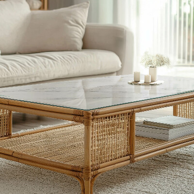 Rektangulär bord glasskiva Mönster som imiterar marmor