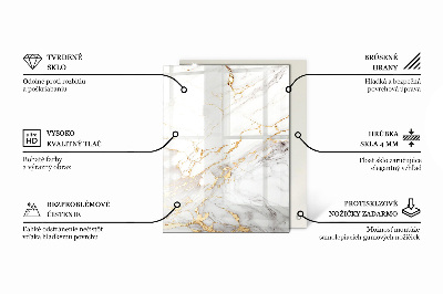 Rektangulär bord glasskiva Mönster som imiterar marmor