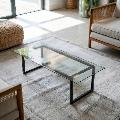 Rektangulär glasskiva för bord transparent