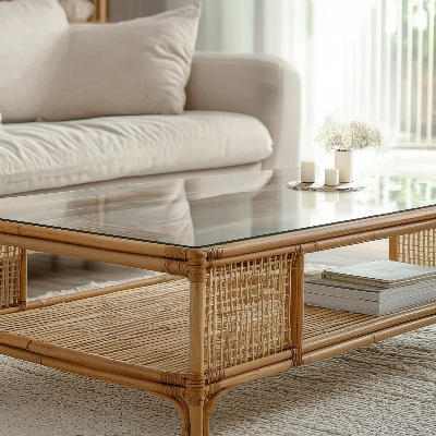 Rektangulär glasskiva för bord transparent