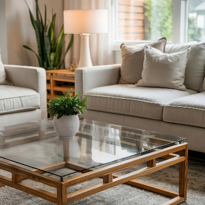 Rektangulär glasskiva för bord transparent