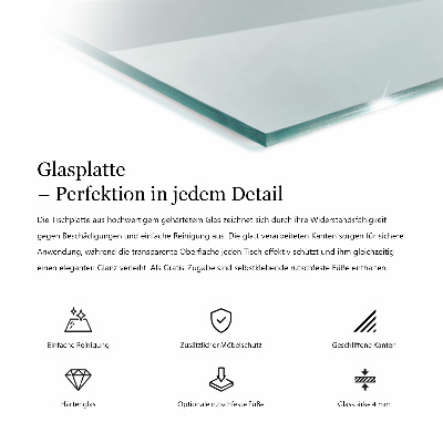 Rektangulär glasskiva för bord transparent