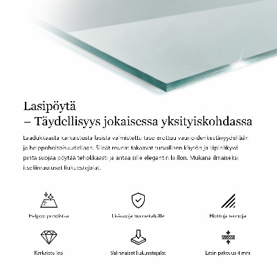 Rektangulär glasskiva för bord transparent