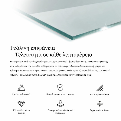 Rektangulär glasskiva för bord transparent