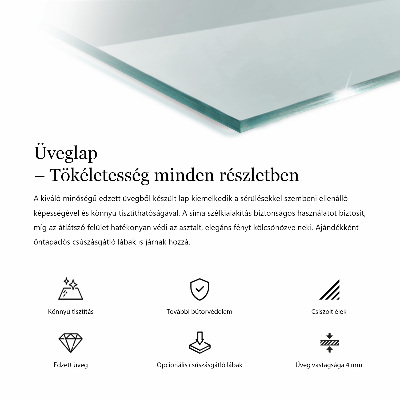 Rektangulär glasskiva för bord transparent