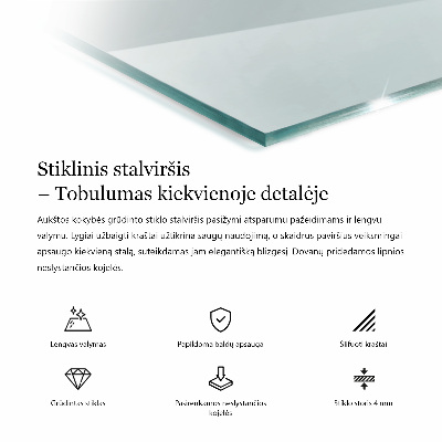 Rektangulär glasskiva för bord transparent