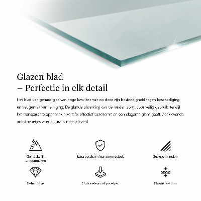 Rektangulär glasskiva för bord transparent