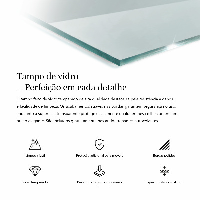 Rektangulär glasskiva för bord transparent