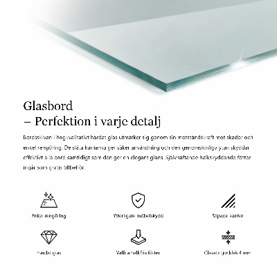 Rektangulär glasskiva för bord transparent