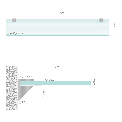 Badrumshylla i glas Semitransparent