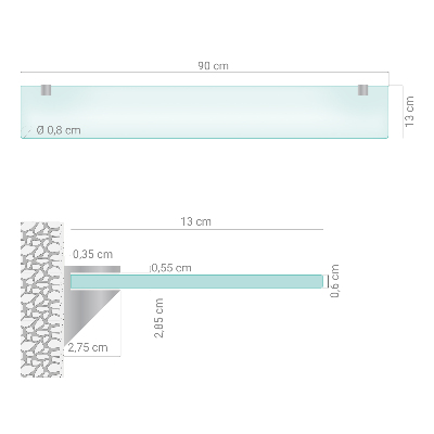 Badrumshylla i glas Semitransparent