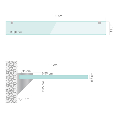Badrumshylla i glas Semitransparent