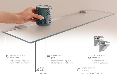 Badrumshylla i glas Semitransparent