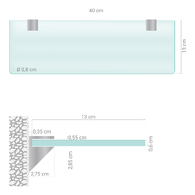 Badrumshylla i glas Semitransparent